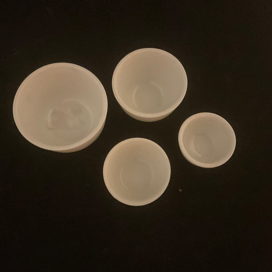 Vintage engelske måleskåle i keramiksæt på fire stk