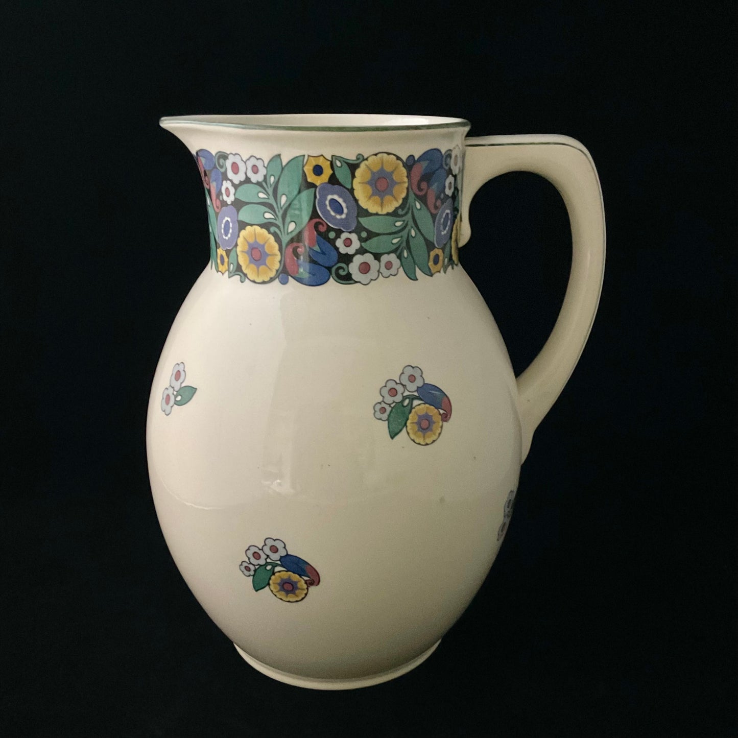 Stor antik Villeroy & Boch kande, model 1519, dekor “Bober”