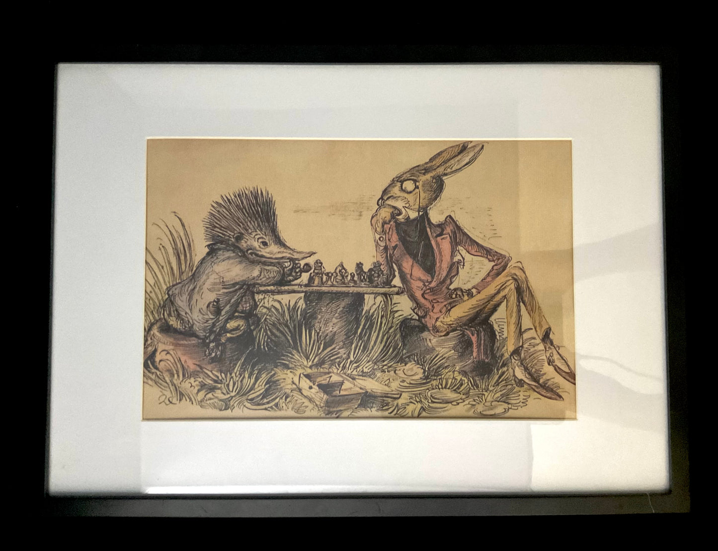 Tryk, med dyr, i ramme