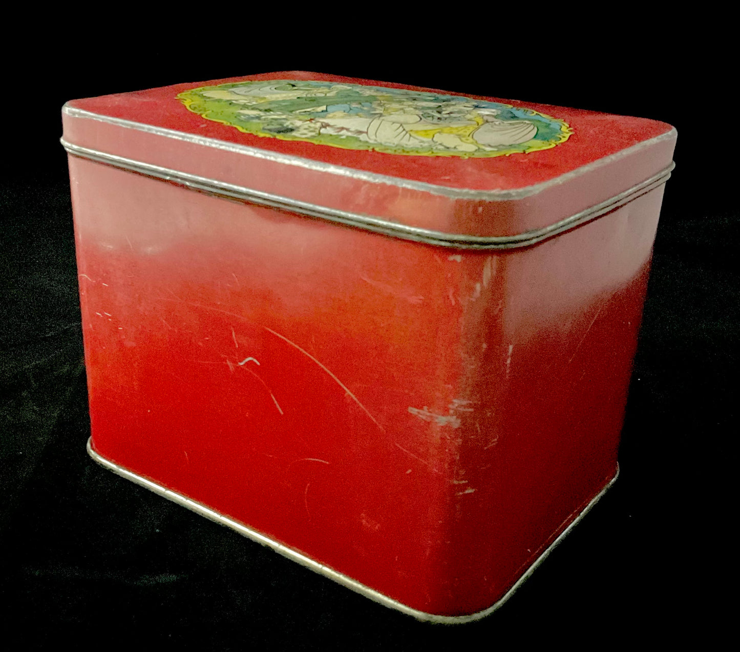 Vintage blikdåse med  “Svinedrengen” af H.C. Andersen på låget