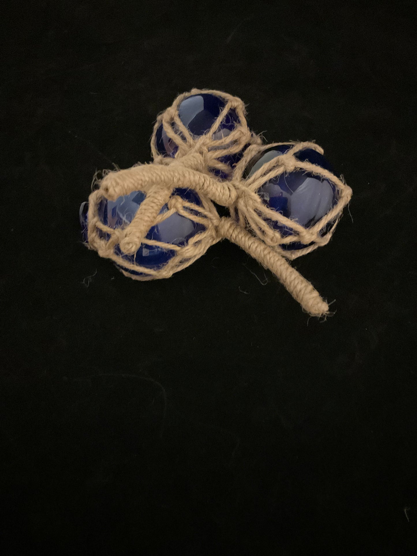 Sæt med tre blå små, men smukke, glaskugler/fiskerflåd.