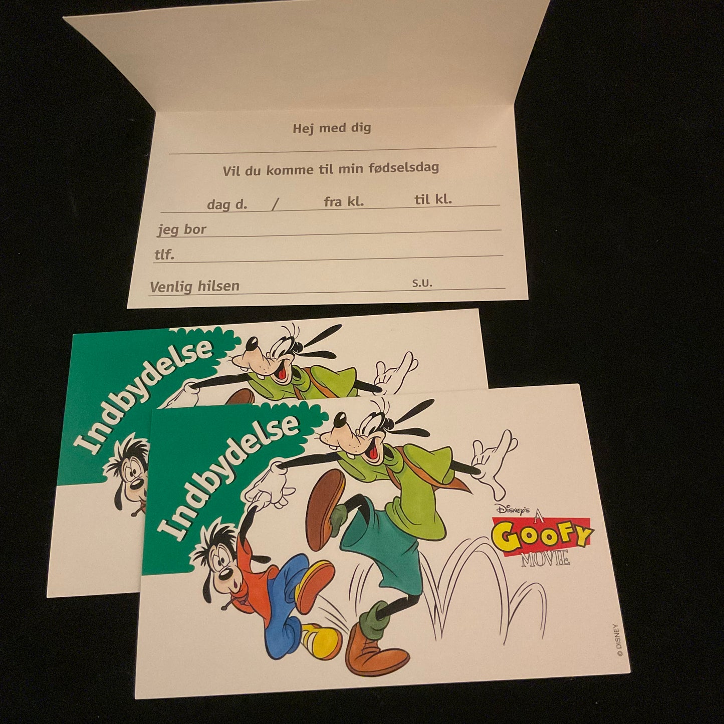 Sæt med tre stk Disney “A Goofy Movie”  Indbydelseskort